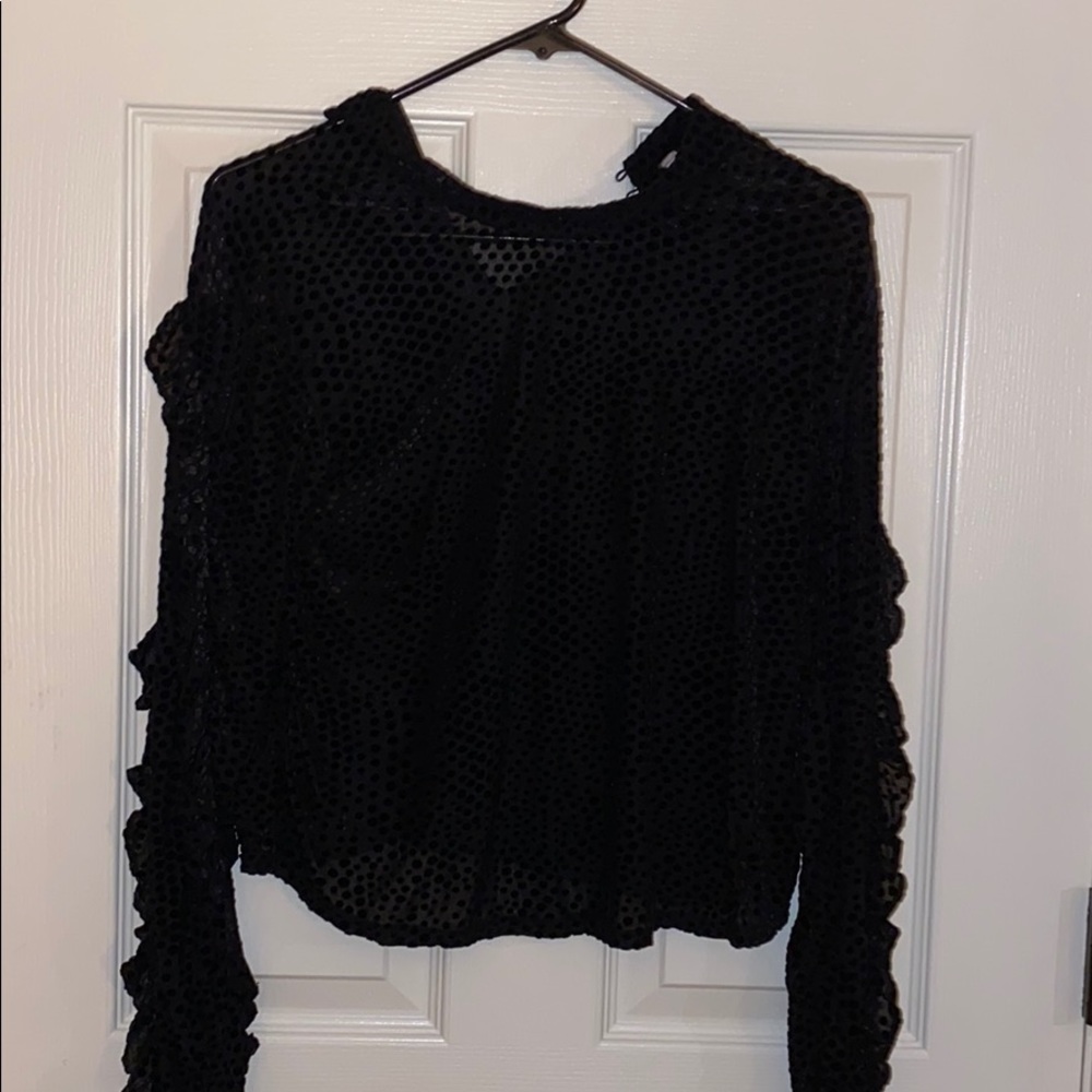 Avec les filles Sheer Mock Neck Top